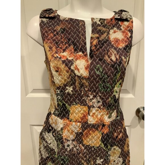 Tabitha Brown Floral "Tema" Quilted Dress W/ Bows at Shoulders, Size 4 (US) - Picture 2 of 9